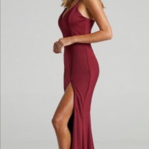 dare to dream split maxi dress in wine